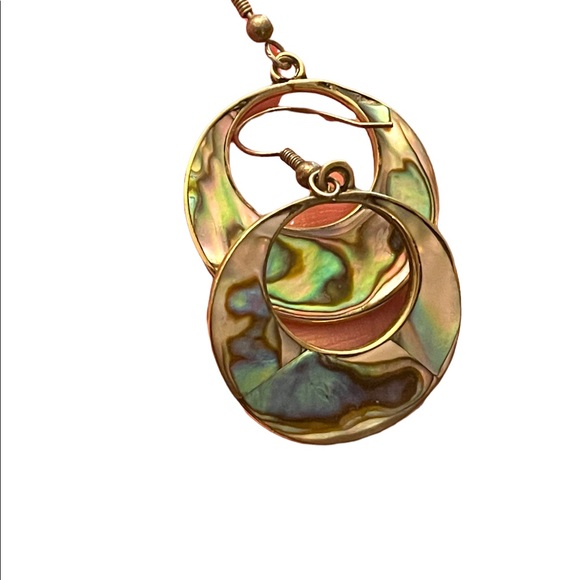 Vintage mexico abalone alpaca silver dangle earrings - Picture 5 of 6